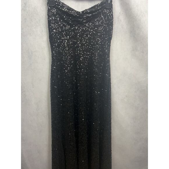 JILL STUART Strappy Black Ruched Neckline Sequin Maxi Dress Size 2 $488 NWNT - Picture 5 of 10